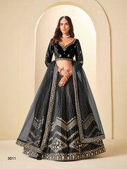 black colour ice velvet lehenga choli...new collection of 2026