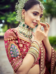 2026 elegant musterd and lovely maroon designer bridal lehenga choli with double dupatta..