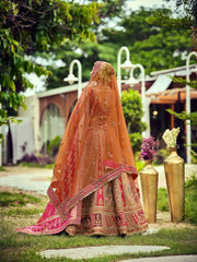 Dark red & Musterd 2026 premium handwork bridal lehenga choli with double dupatta. a kind of rajwadi collection