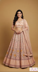 peach colour nice designer partywear& sangeet lehenga ..and also same design have four colour.