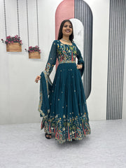 peacock colour deisgner gown---8 - PEACOCK