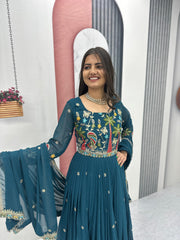 peacock colour deisgner gown---8 - PEACOCK