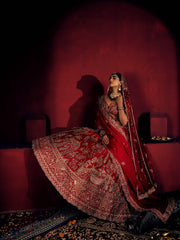 new red viral silk bridal lehenga from bridal factory..and we have rani colour also