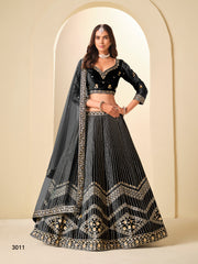 black colour ice velvet lehenga choli...new collection of 2026