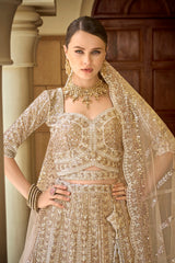 seema gujaral Beige color Reception wear VIRAL designer lehenga choli...