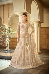 seema gujaral Beige color Reception wear VIRAL designer lehenga choli...