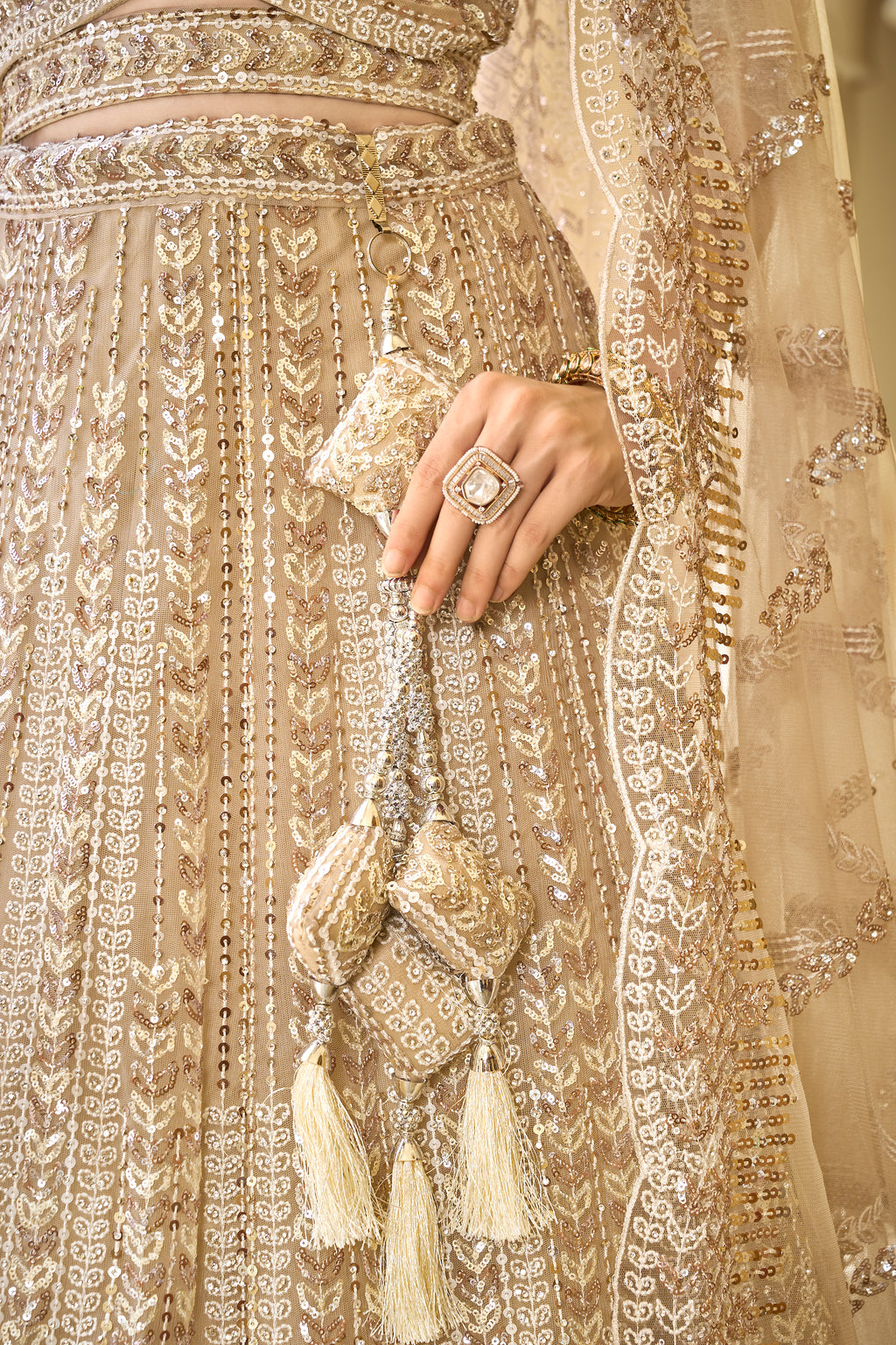 seema gujaral Beige color Reception wear VIRAL designer lehenga choli...