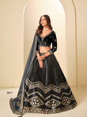 black colour ice velvet lehenga choli...new collection of 2026
