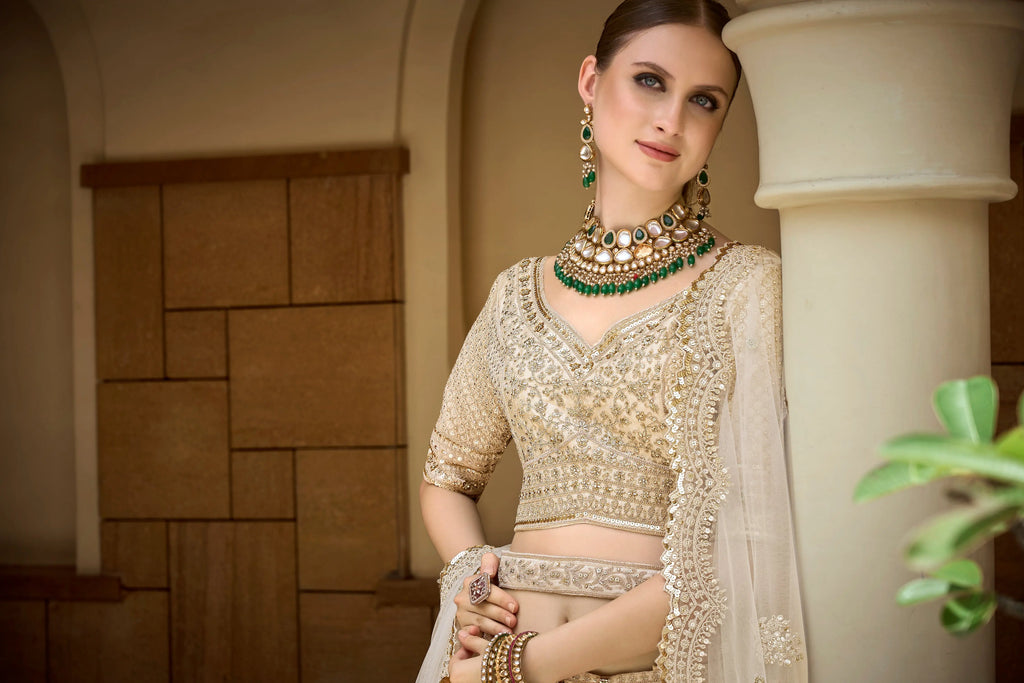 Elegance tasar (offwhite) pure silk aari work bridal & engagement wear choli for 2026 bride..