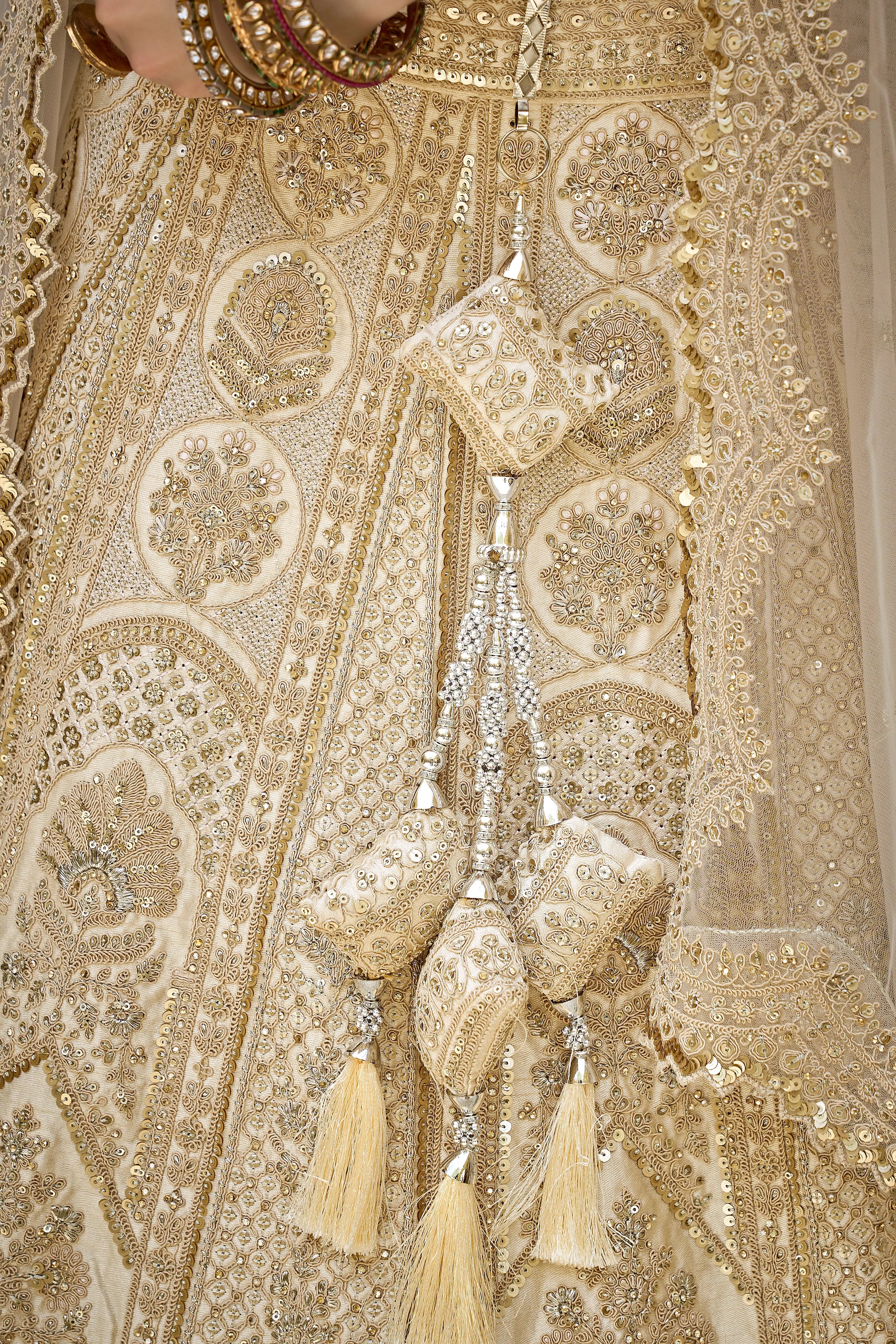 Elegance tasar (offwhite) pure silk aari work bridal & engagement wear choli for 2026 bride..