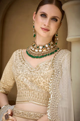 Elegance tasar (offwhite) pure silk aari work bridal & engagement wear choli for 2026 bride..
