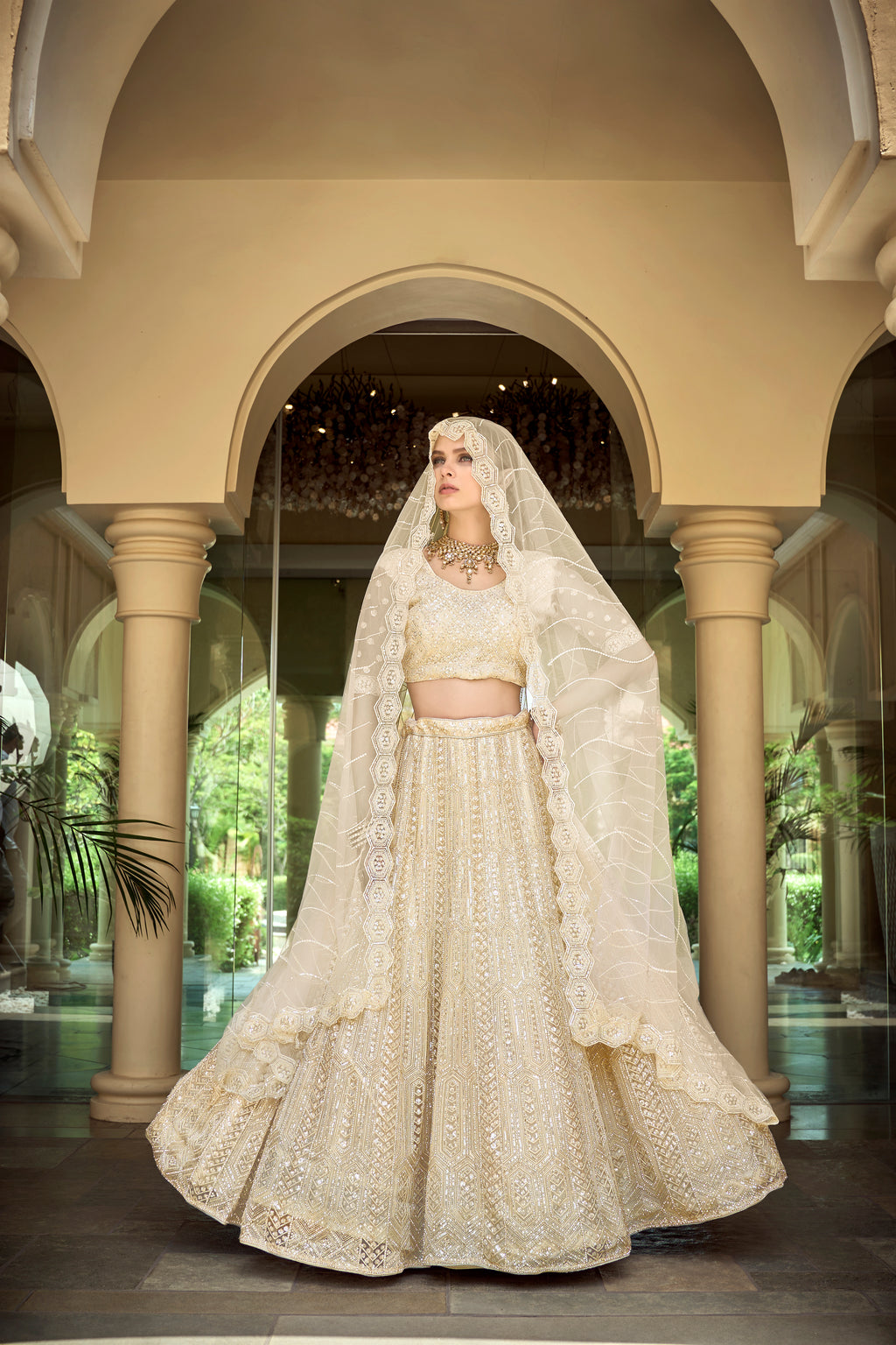 off-white nett party wearstunnig lehenga choli,, for reception wea...for 2026 bride....and girlish wear also....