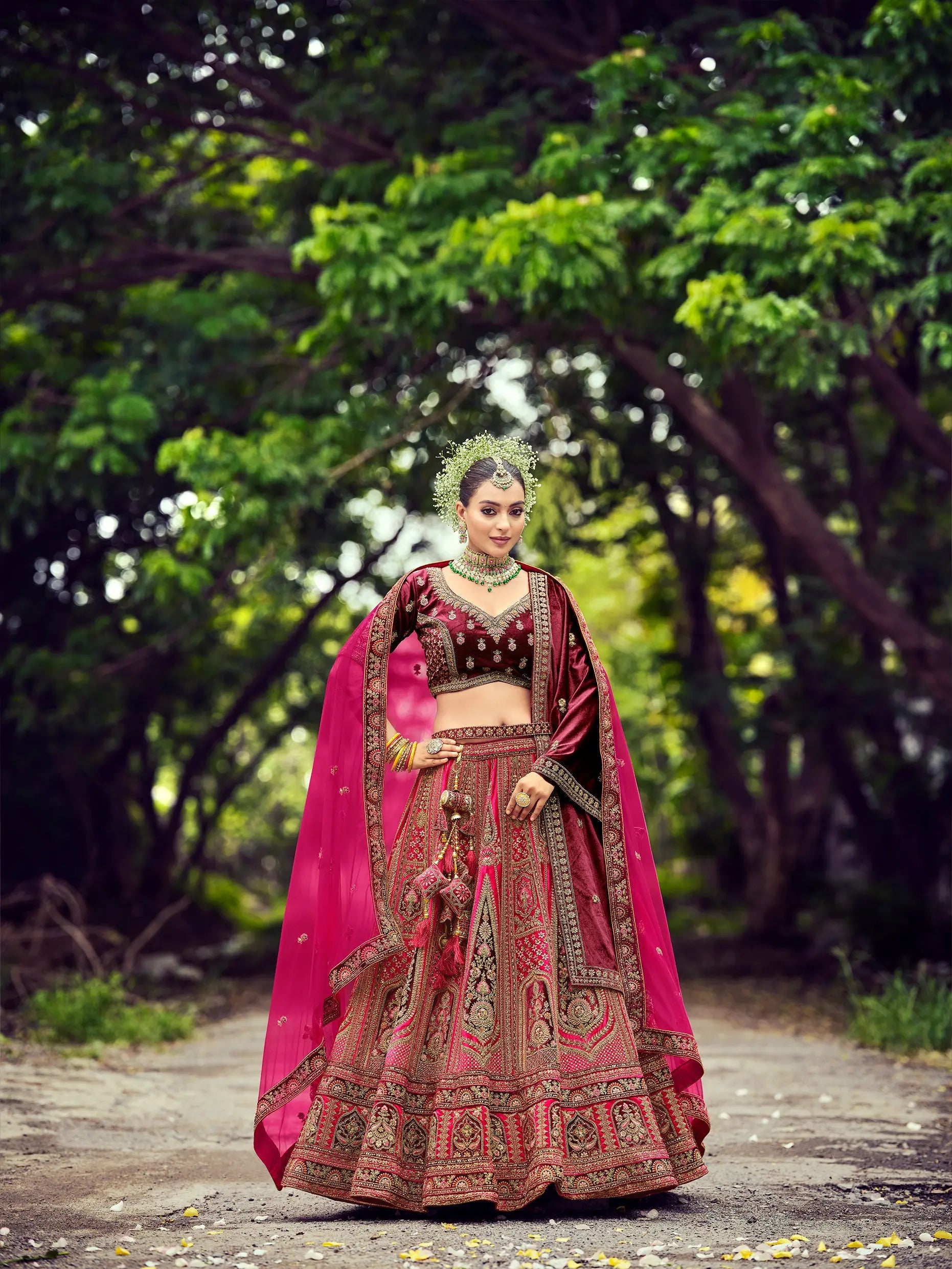 maharani premium bridal lehenga in colour of rani and 'stylish maroon' color..! A RAJWADI COLLECTION.