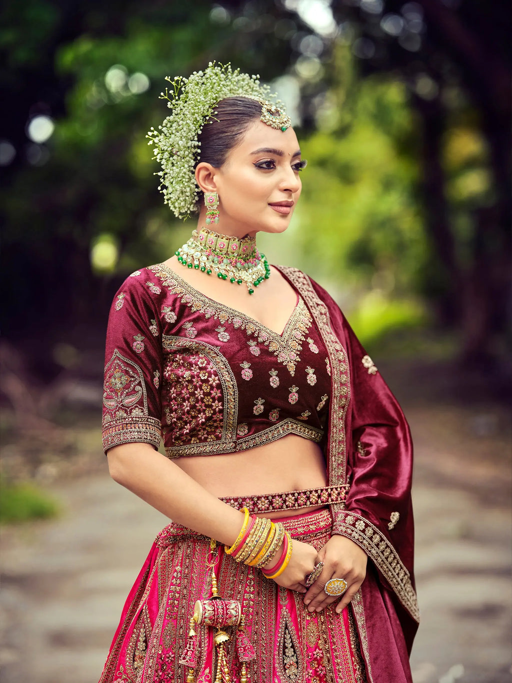 maharani premium bridal lehenga in colour of rani and 'stylish maroon' color..! A RAJWADI COLLECTION.