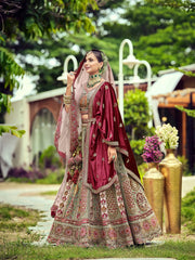 Pista & winys'maroon ..2026 bridal lehenga choli.with multiple pestal colour...looks like rajwadi collection