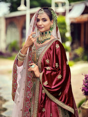 Pista & winys'maroon ..2026 bridal lehenga choli.with multiple pestal colour...looks like rajwadi collection