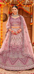 shaded pink colour trending bridal & engagement beautiful lehenga choli