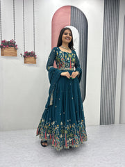 peacock colour deisgner gown---8 - PEACOCK