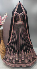 premium black gorget 6 mtr flair ,kashmiri work & mirror work lehenga choli...
