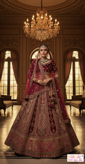 Marwar coutcher viral maroon bridal lehenga choli.