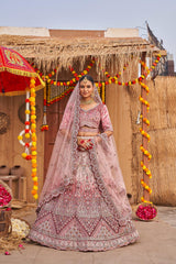 Viral pink colour heavy embroidery bridal lehenga of 2026. .